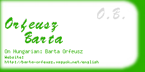 orfeusz barta business card